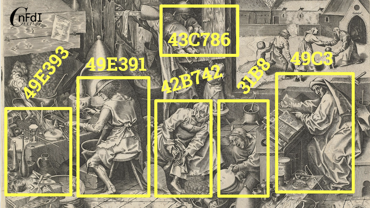 The Alchemist at Work with assigned Iconclasses